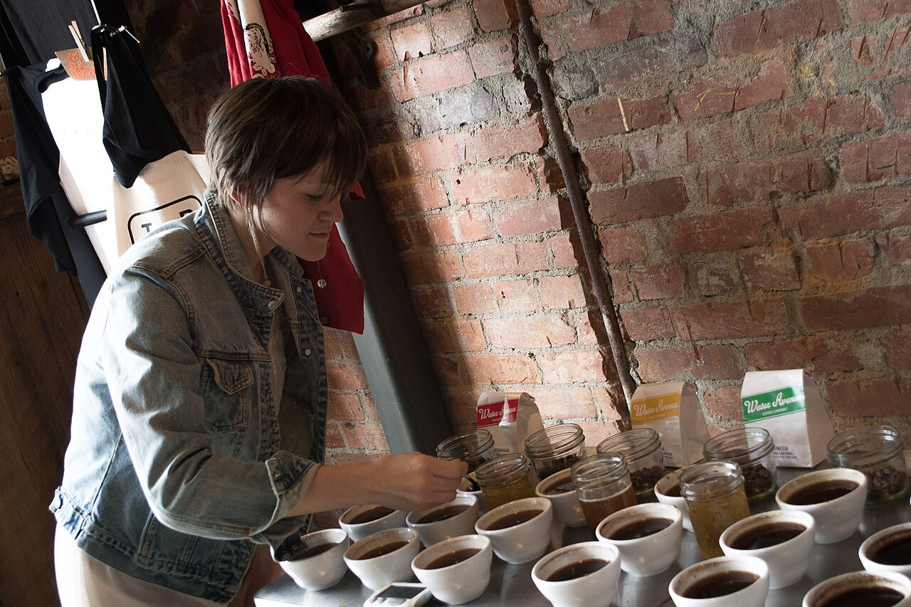 coffee cupping bowls arranged in row professional tasting