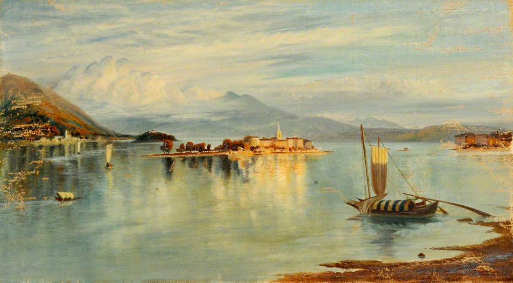 Hacienda Iluminada coffee farm in Maricao with layered shade trees and mountain backdrop (Wikimedia: John Wharlton Bunney (1828-1882) - Lake with Islands and a Mountain Backdrop - C, Public domain)