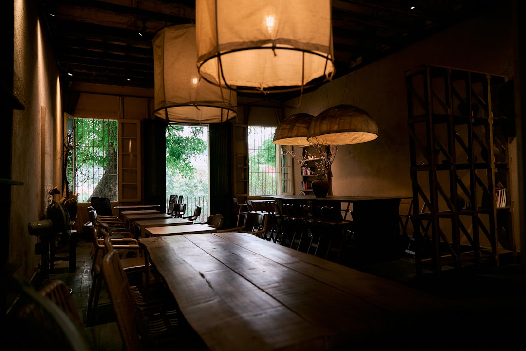 coffee shop cafe interior wooden tables historic San Juan