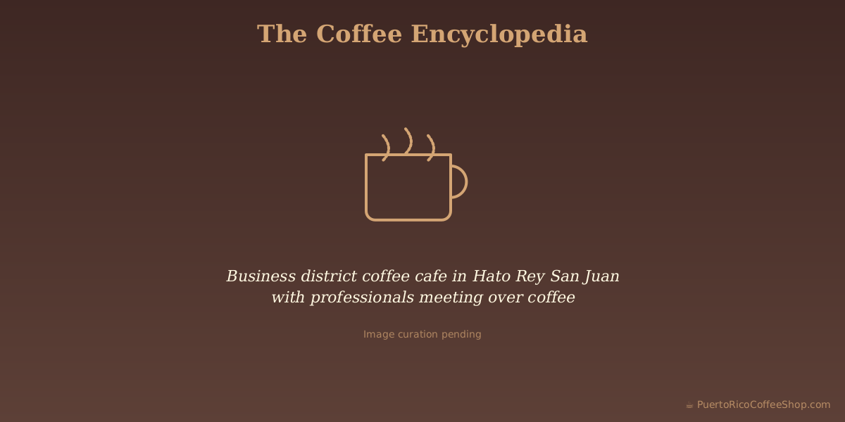 Business district coffee cafe in Hato Rey San Juan with professionals meeting over coffee