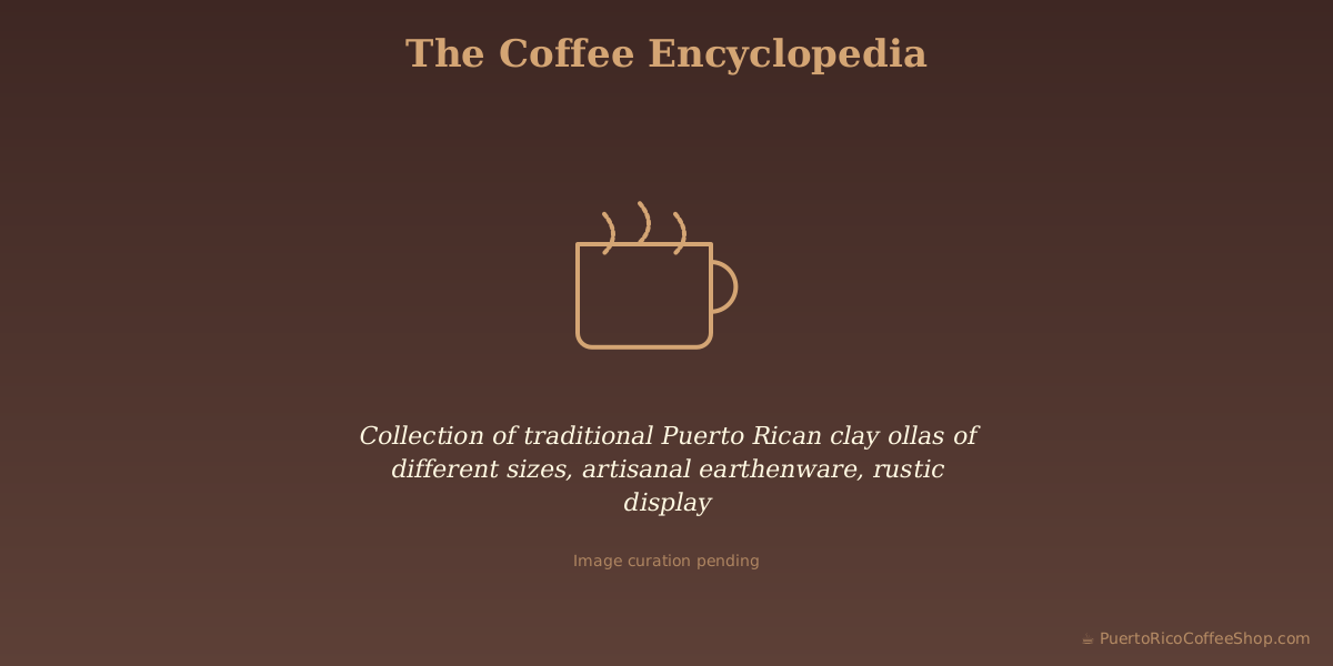 Collection of traditional Puerto Rican clay ollas of different sizes, artisanal earthenware, rustic display