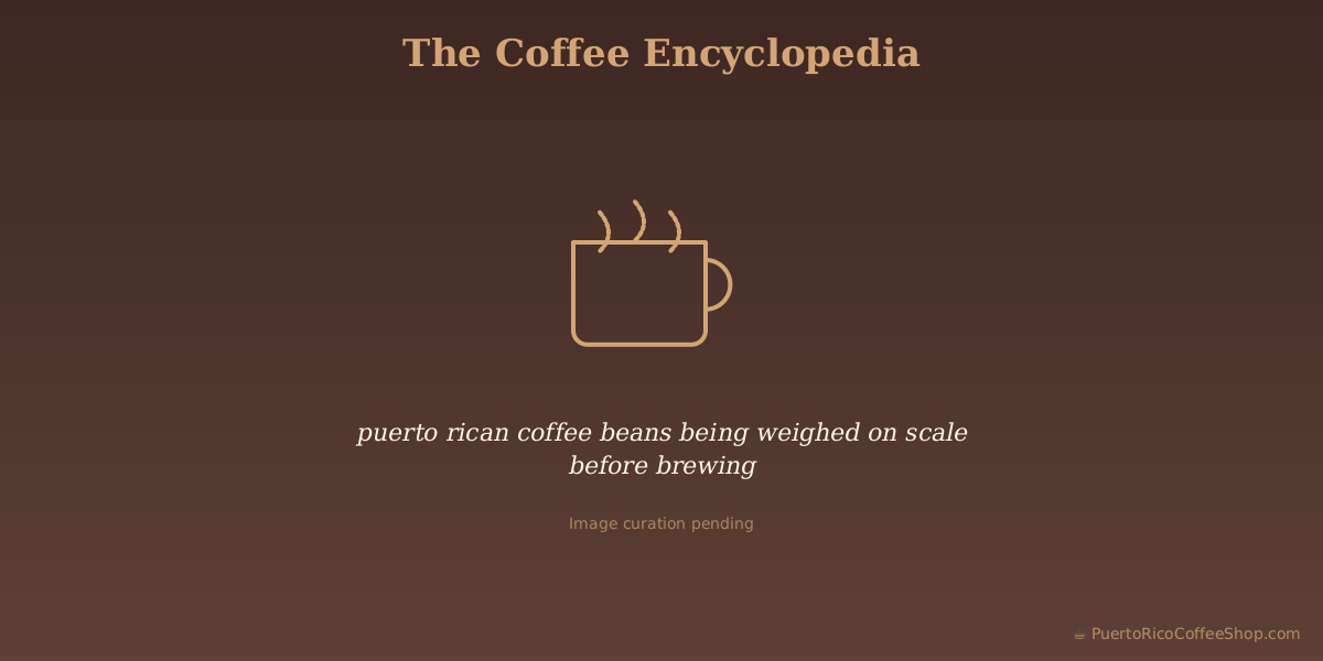 puerto rican coffee beans being weighed on scale before brewing