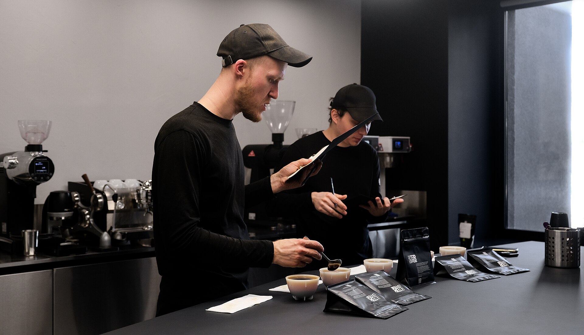 Coffee cupping professional tasting spoon slurp