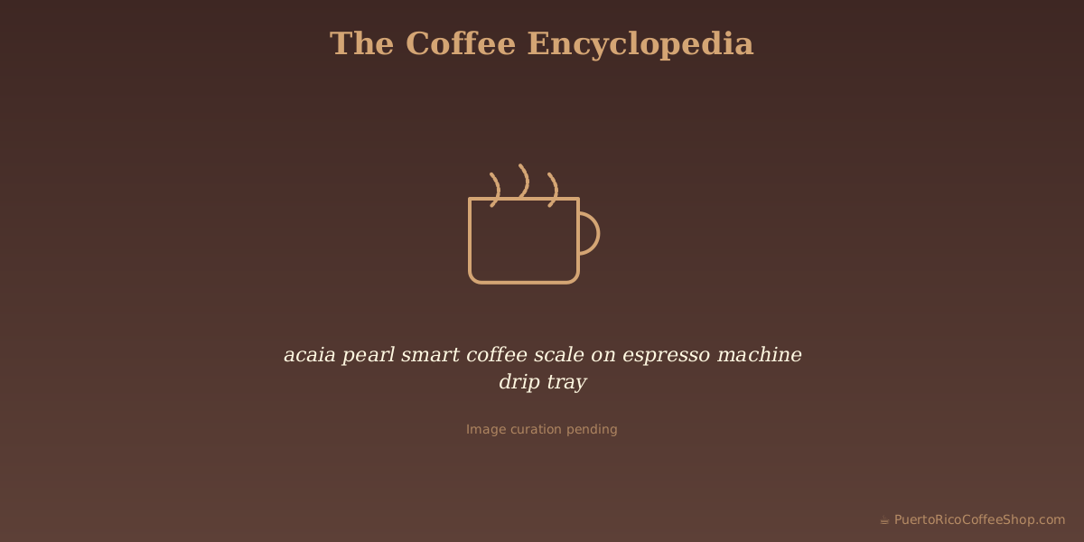 acaia pearl smart coffee scale on espresso machine drip tray