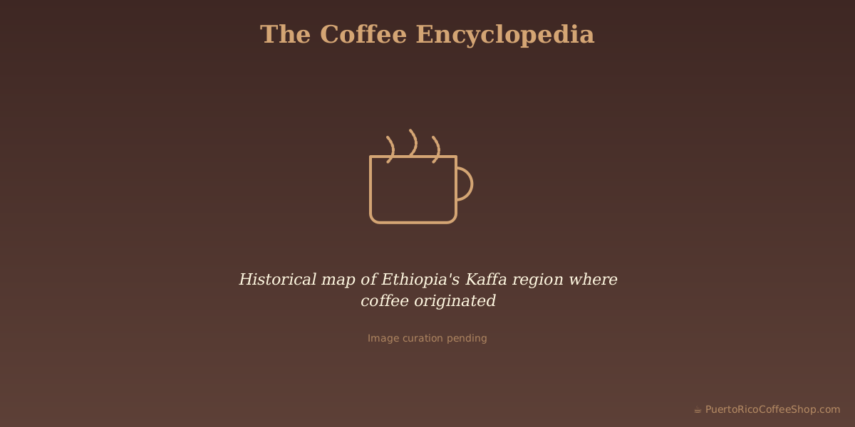Historical map of Ethiopia's Kaffa region where coffee originated