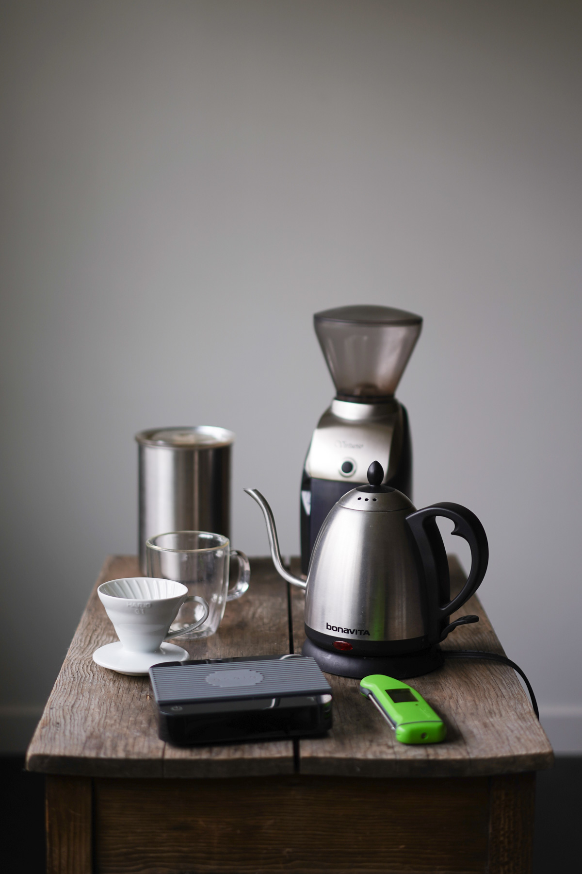 Pour over coffee setup equipment kettle dripper