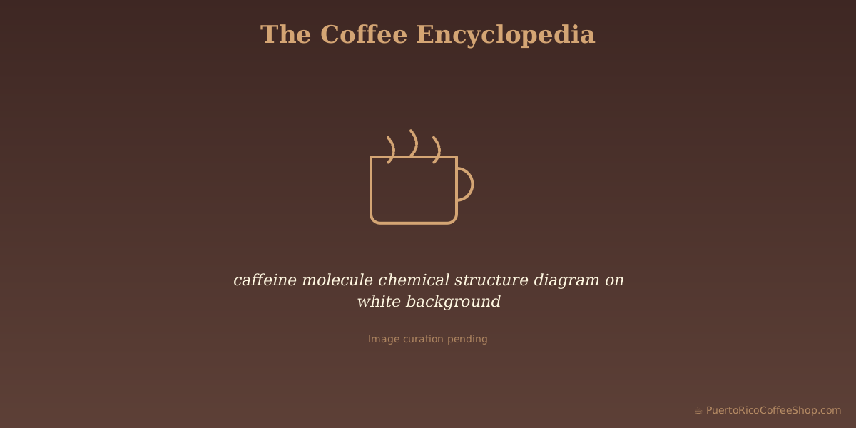 caffeine molecule chemical structure diagram on white background