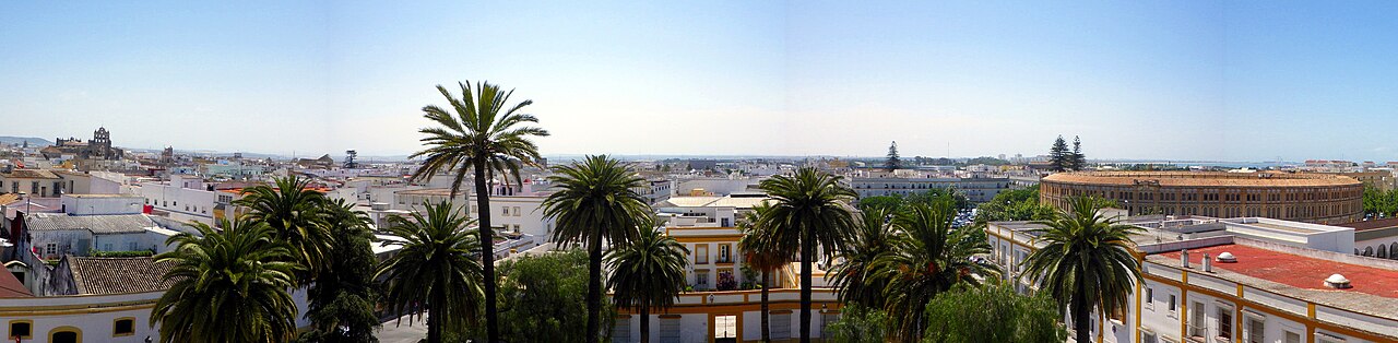 Map showing a suggested multi-day Puerto Rico coffee tour itinerary with five farm destinations (Wikimedia: Panorámica de El Puerto de Santa María desde el Edificio San Luis Gonzaga.jpg, CC BY-SA 3.0)