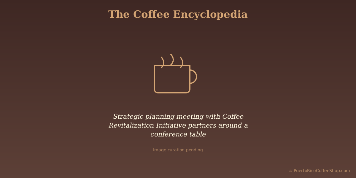 Strategic planning meeting with Coffee Revitalization Initiative partners around a conference table