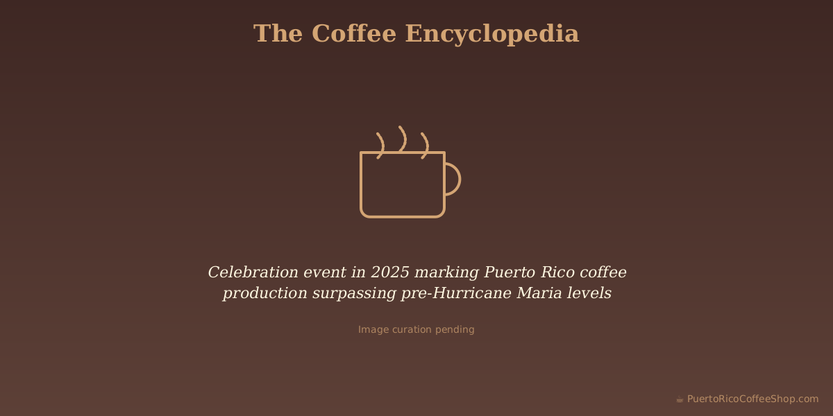 Celebration event in 2025 marking Puerto Rico coffee production surpassing pre-Hurricane Maria levels