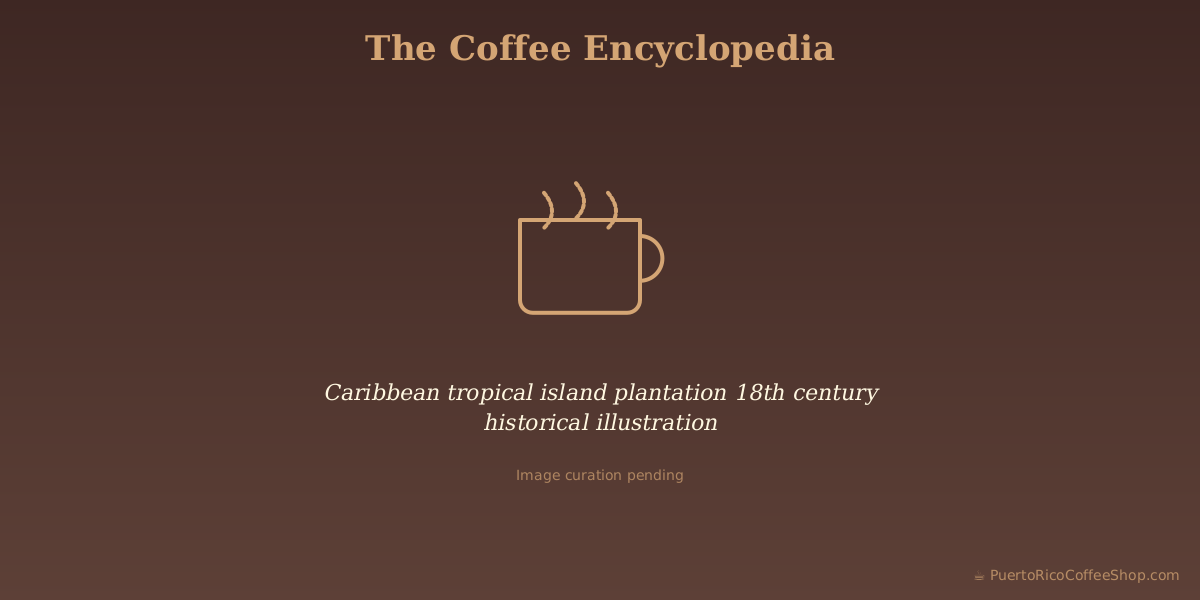 Caribbean tropical island plantation 18th century historical illustration
