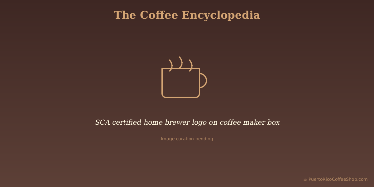 SCA certified home brewer logo on coffee maker box