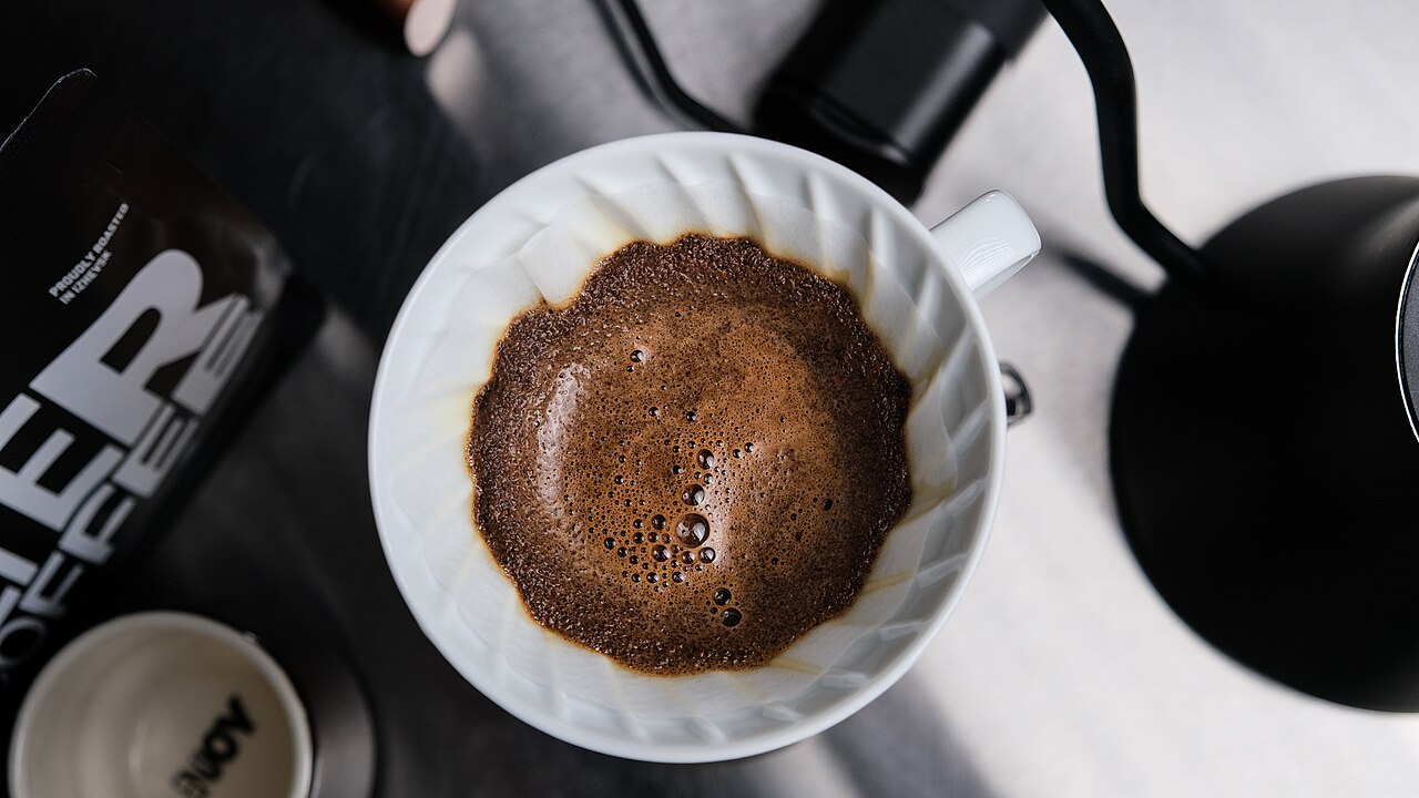 pour over coffee V60 dripper gooseneck kettle morning