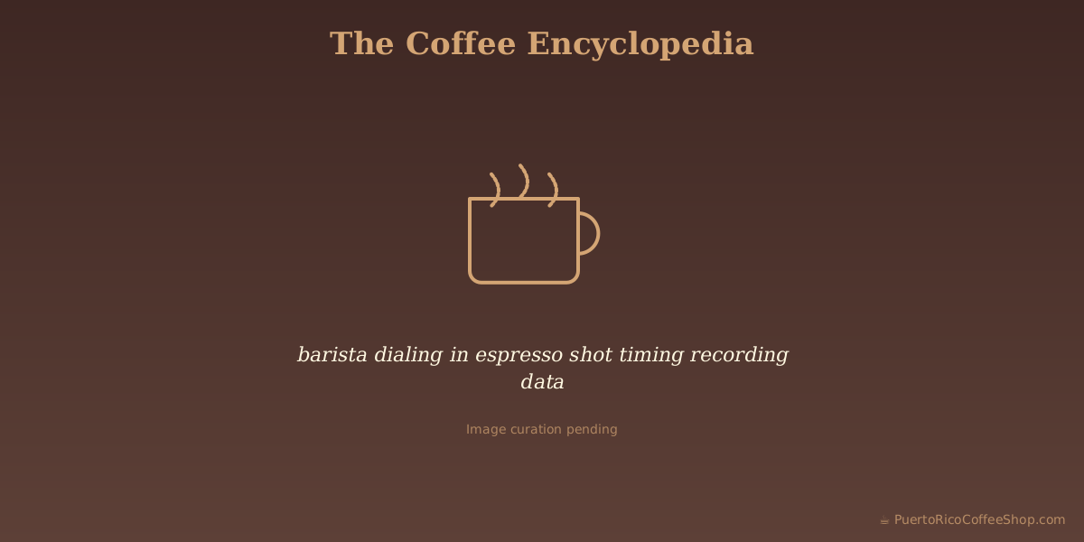 barista dialing in espresso shot timing recording data