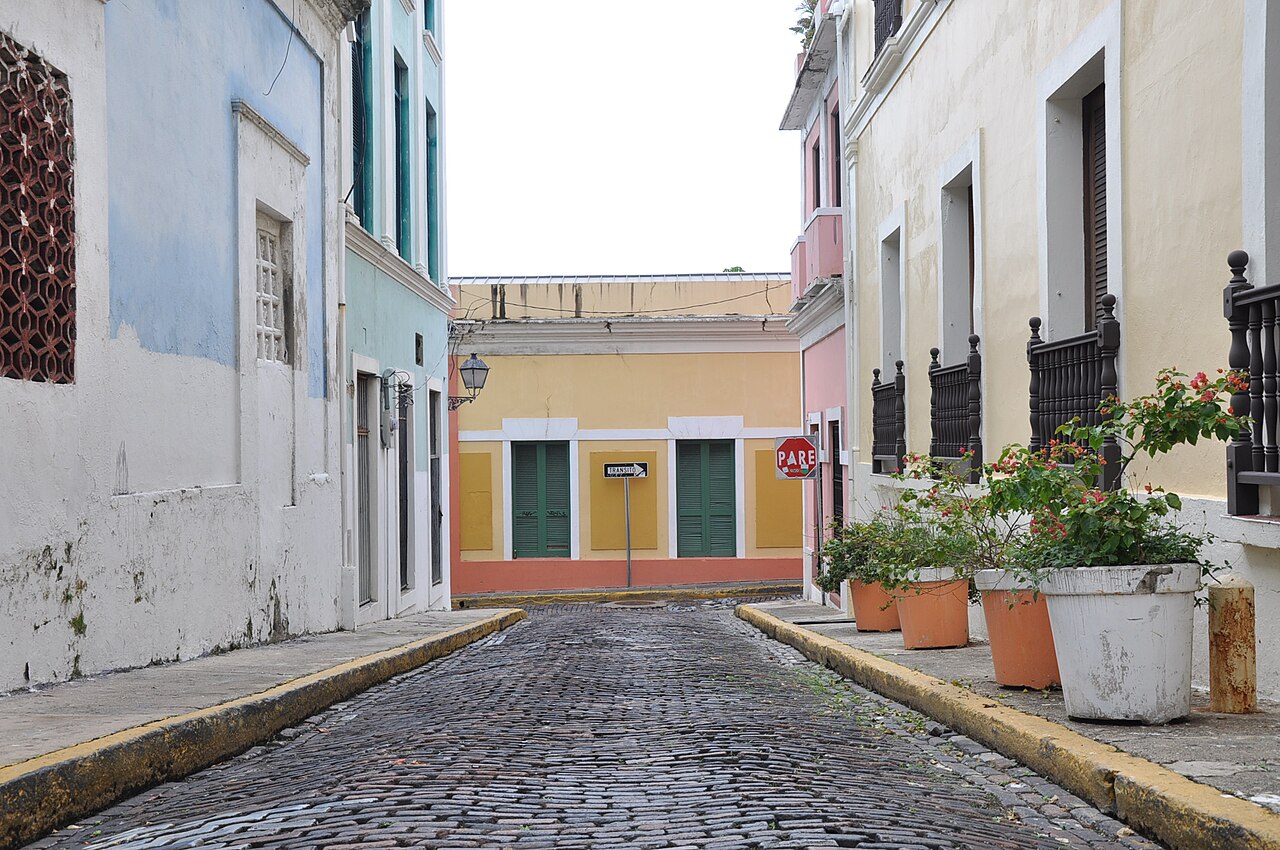 old san juan blue cobblestones colonial