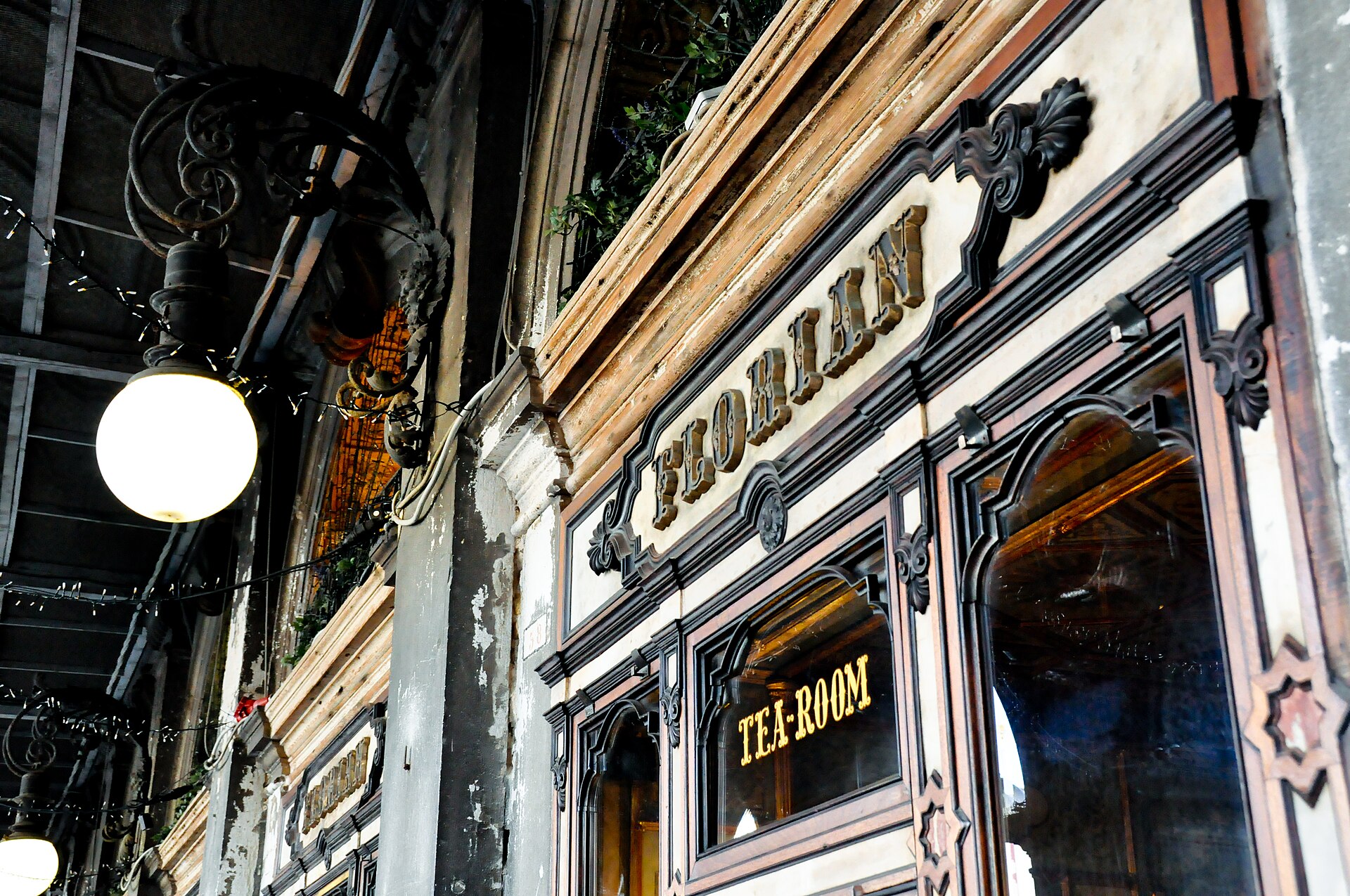 The facade of Caffe Florian on Piazza San Marco, Venice